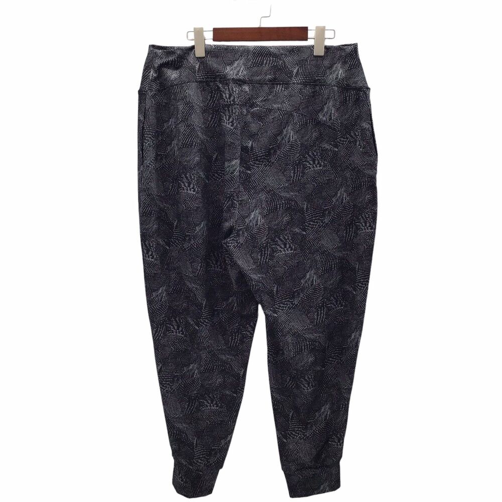 Rachel Zoe Womens 3X Pull On Jogger Pants Black White Stretch Casual Travel - Picture 2 of 16